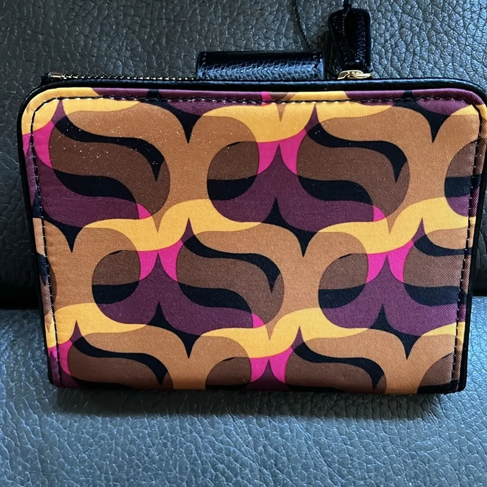Vera Bradley Pushlock wallet in modern lights with black leather trim